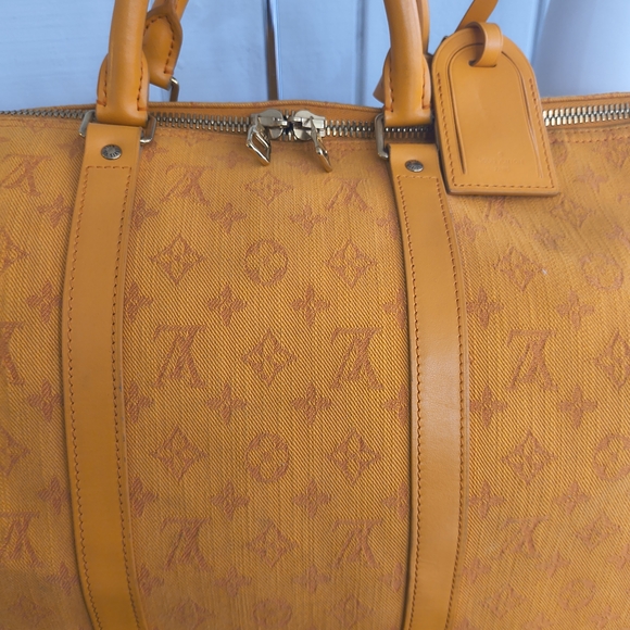 Handbags - Louis Vuitton Ocre Orange Denim Limited Edition Keepall 50